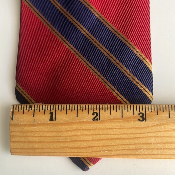 Davidson’s Vintage Red, Blue and Gold Striped Silk Tie - Picture 3 of 6